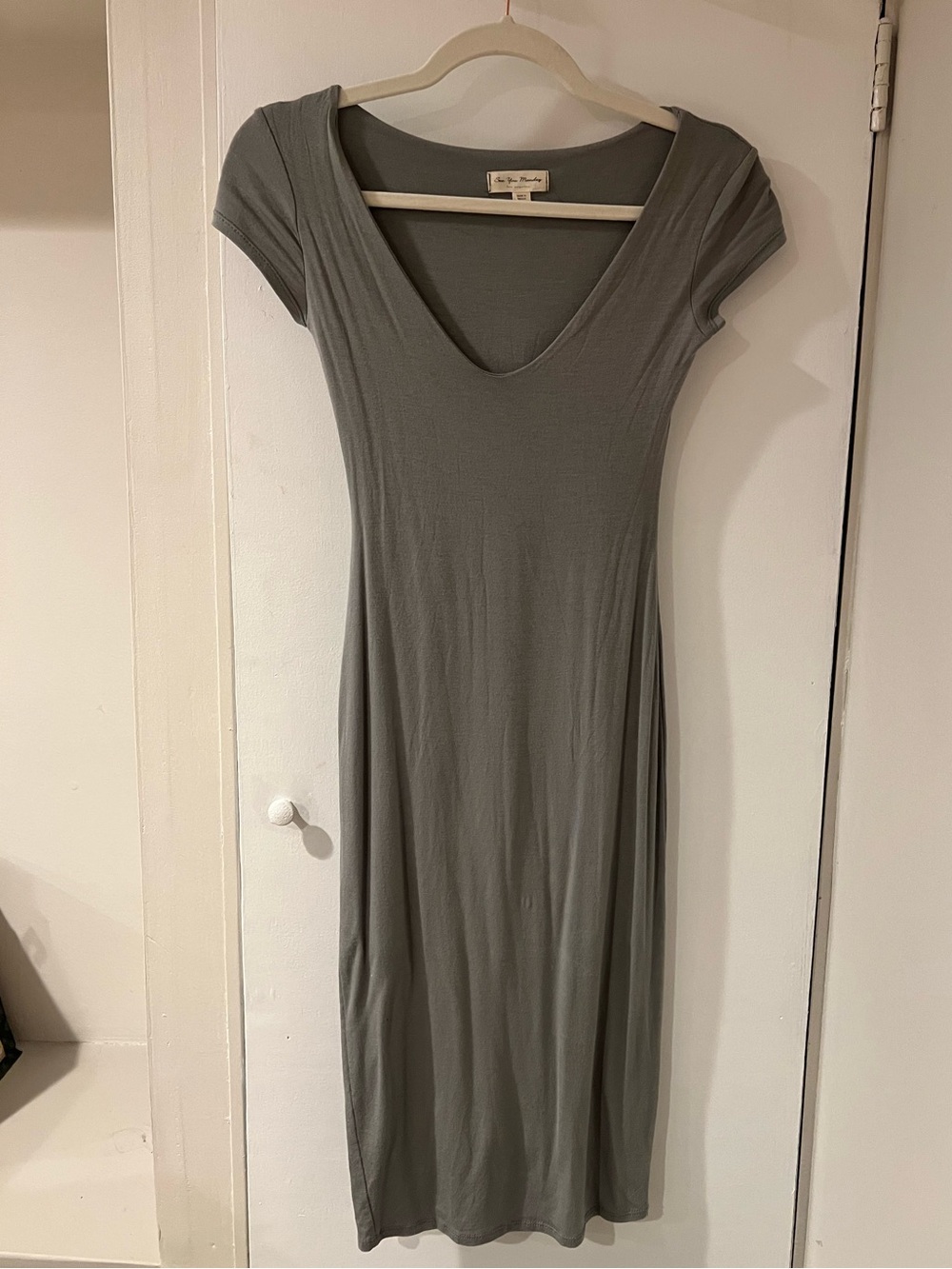 See You Monday Scoop Neck Midi Dress - Sage Green